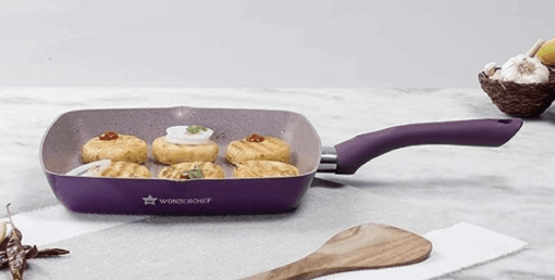 Wonderchef Royal Velvet 24cm Grill Pan | Soft-Touch Handles |Non – Toxic I Virgin Aluminium| 3 mm Thick | 2 Year Warranty | Purple - Image 2
